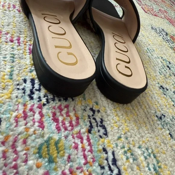 Gucci Women's Tan GG Logo Mules with Gold Accent - Picture 10 of 13